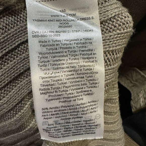 NEW YAS mavi midi turtleneck sweater dress warm ribbed brown fungi classic USL - Picture 6 of 6